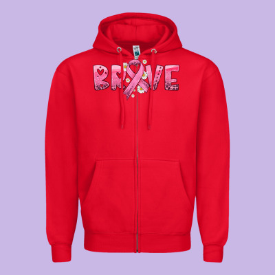 Brave With Ribbon Zipper Hoodie Designed By Hra Design Shop