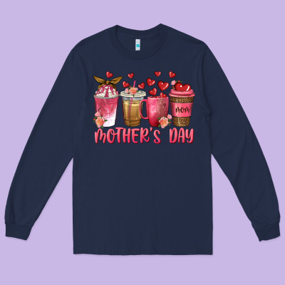 Mothers Day Coffee Cups Long Sleeve Tee Designed By Texasbilliewilder