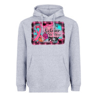 Heather Grey in october we wear pink Heavyweight Hoodie - JahusDesignShop