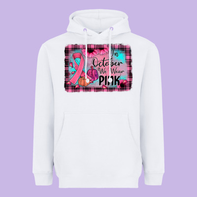 In October We Wear Pink Heavyweight Hoodie Designed By Jahusdesignshop