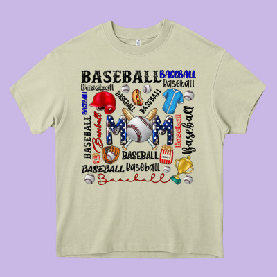 Baseball Mom Heavy Core Tee Designed By Cowhidedigitalart