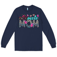 Navy moto mom Long Sleeve Tee - texasbilliewilder