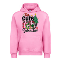 Fuchsia Pink too cute to wear ugly  christmas Urban Hoodie - MaliasSmallBusiness
