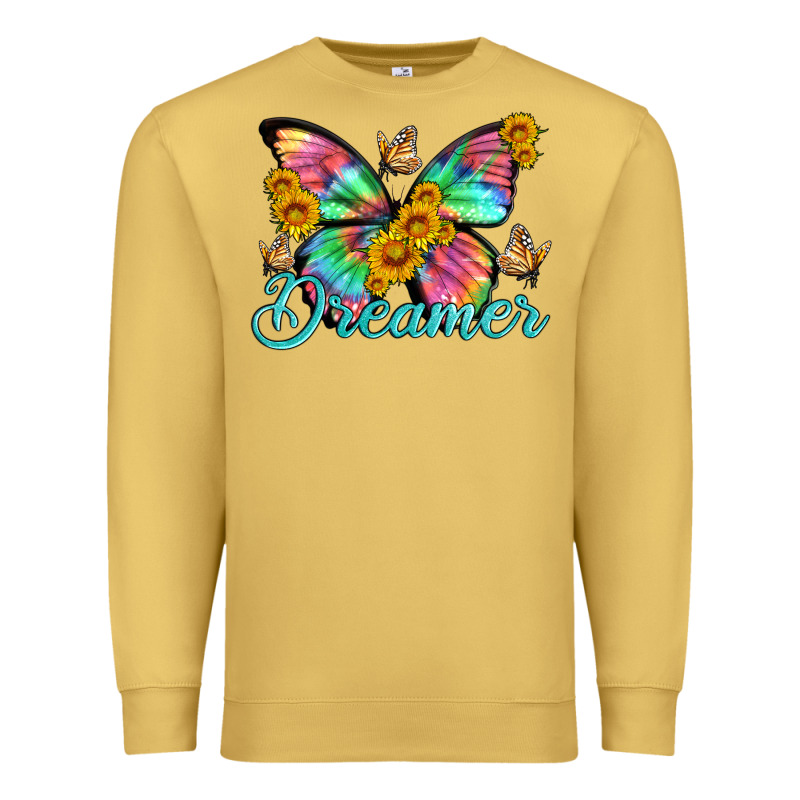 Dreamer With Butterfly And Sunflowers Premium Sweatshirt by Artiststas | Teevron