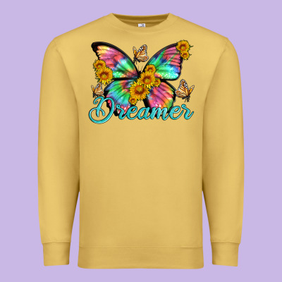 Dreamer With Butterfly And Sunflowers Premium Sweatshirt Designed By Artiststas