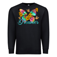 Black dreamer with Butterfly and sunflowers Premium Sweatshirt - Artiststas