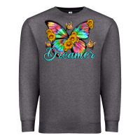Charcoal Heather dreamer with Butterfly and sunflowers Premium Sweatshirt - Artiststas