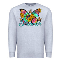 Heather Grey dreamer with Butterfly and sunflowers Premium Sweatshirt - Artiststas