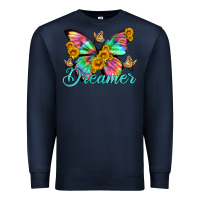 Navy dreamer with Butterfly and sunflowers Premium Sweatshirt - Artiststas