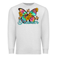 Oatmeal Heather dreamer with Butterfly and sunflowers Premium Sweatshirt - Artiststas