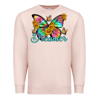 Pale Pink dreamer with Butterfly and sunflowers Premium Sweatshirt - Artiststas