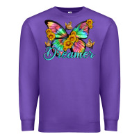 Purple dreamer with Butterfly and sunflowers Premium Sweatshirt - Artiststas