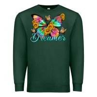 Sports Green dreamer with Butterfly and sunflowers Premium Sweatshirt - Artiststas