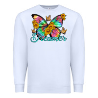 White dreamer with Butterfly and sunflowers Premium Sweatshirt - Artiststas
