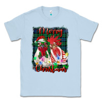 Dusty Blue christmas roosters with background Classic Tee - RanaPortraitStore