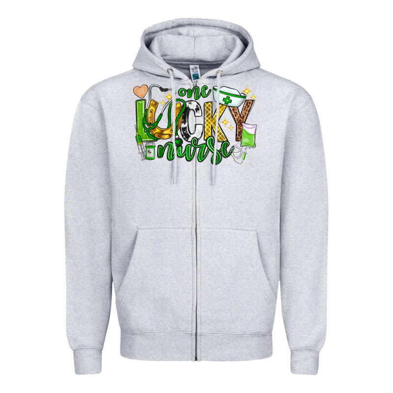 St Patricks Day One Lucky Nurse Zipper Hoodie by Neo Western | Teevron
