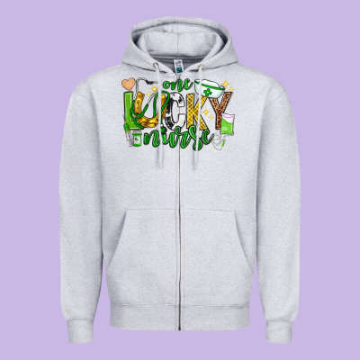 St Patricks Day One Lucky Nurse Zipper Hoodie Designed By Neo Western