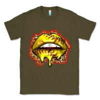 Army Green softball lips Classic Tee - Zillion Design Studio