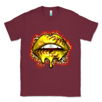Burgundy softball lips Classic Tee - Zillion Design Studio