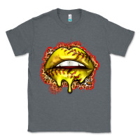 Charcoal Heather softball lips Classic Tee - Zillion Design Studio