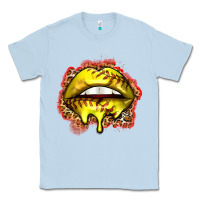 Dusty Blue softball lips Classic Tee - Zillion Design Studio