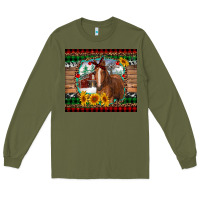 Army Green christmas farm and horse Long Sleeve Tee - RanaPortraitStore