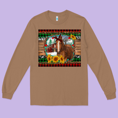 Christmas Farm And Horse Long Sleeve Tee Designed By Ranaportraitstore
