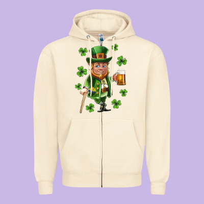 St Patricks Elf Zipper Hoodie Designed By Neo Western