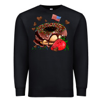 Black donut strawberry and usa flag Premium Sweatshirt - AdoDesignShop