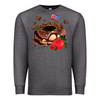 Charcoal Heather donut strawberry and usa flag Premium Sweatshirt - AdoDesignShop
