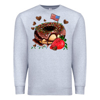Heather Grey donut strawberry and usa flag Premium Sweatshirt - AdoDesignShop