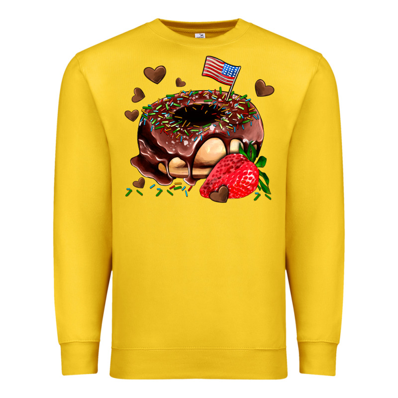Donut Strawberry And Usa Flag Premium Sweatshirt by AdoDesignShop | Teevron