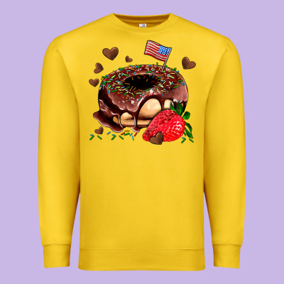 Donut Strawberry And Usa Flag Premium Sweatshirt Designed By Adodesignshop