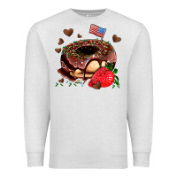 Oatmeal Heather donut strawberry and usa flag Premium Sweatshirt - AdoDesignShop