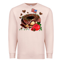 Pale Pink donut strawberry and usa flag Premium Sweatshirt - AdoDesignShop
