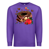 Purple donut strawberry and usa flag Premium Sweatshirt - AdoDesignShop