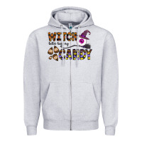 Heather Grey Witch Better Have My Candy Zipper Hoodie - CowhideDigitalArt