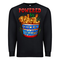 Black powered by chicken nuggets Premium Sweatshirt - AdoDesignShop