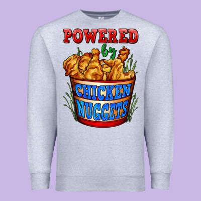 Powered By Chicken Nuggets Premium Sweatshirt Designed By Adodesignshop