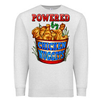 Oatmeal Heather powered by chicken nuggets Premium Sweatshirt - AdoDesignShop