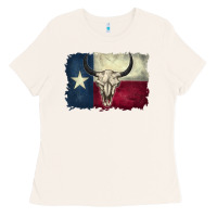 Bone distressed tesas flag Ladies Tee - BarkalooDesign