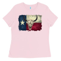 Bubblegum Pink distressed tesas flag Ladies Tee - BarkalooDesign