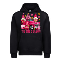 Black Tis' the season pink Christmas gnomes truck Urban Hoodie - NancyCooperArtShop