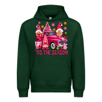 Forest Green Tis' the season pink Christmas gnomes truck Urban Hoodie - NancyCooperArtShop