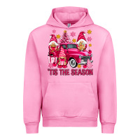 Fuchsia Pink Tis' the season pink Christmas gnomes truck Urban Hoodie - NancyCooperArtShop