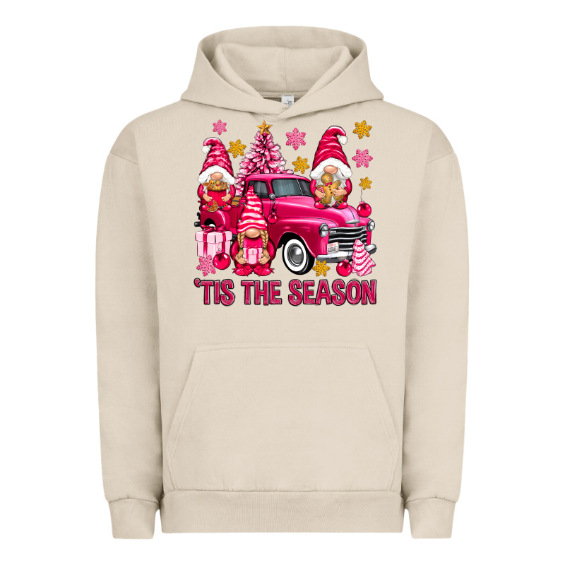 Tis' The Season Pink Christmas Gnomes Truck Urban Hoodie by NancyCooperArtShop | Teevron