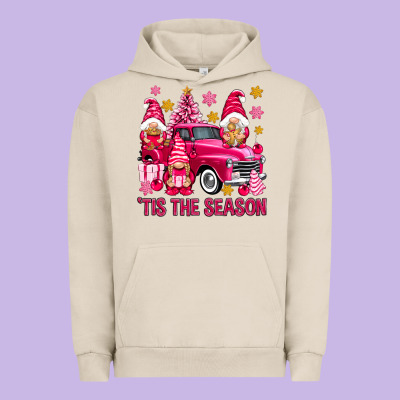 Tis' The Season Pink Christmas Gnomes Truck Urban Hoodie Designed By Nancycooperartshop