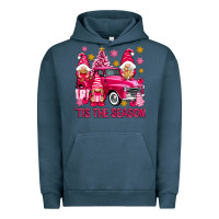 Pigment Midnight Navy Tis' the season pink Christmas gnomes truck Urban Hoodie - NancyCooperArtShop