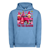 Pigment Pebble Blue Tis' the season pink Christmas gnomes truck Urban Hoodie - NancyCooperArtShop