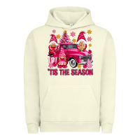 Pigment Pistachio Tis' the season pink Christmas gnomes truck Urban Hoodie - NancyCooperArtShop